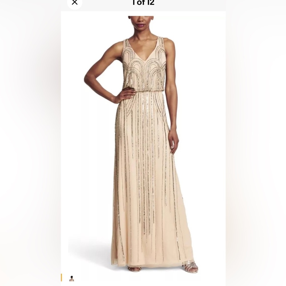 Adrianna Papell Gold‎ Maxi Gown for Weddings